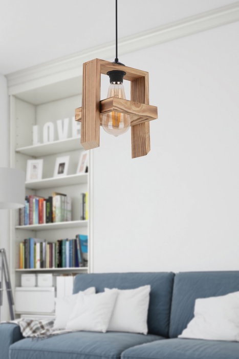 Opviq Lámpara de Araña Hash de Madera Natural